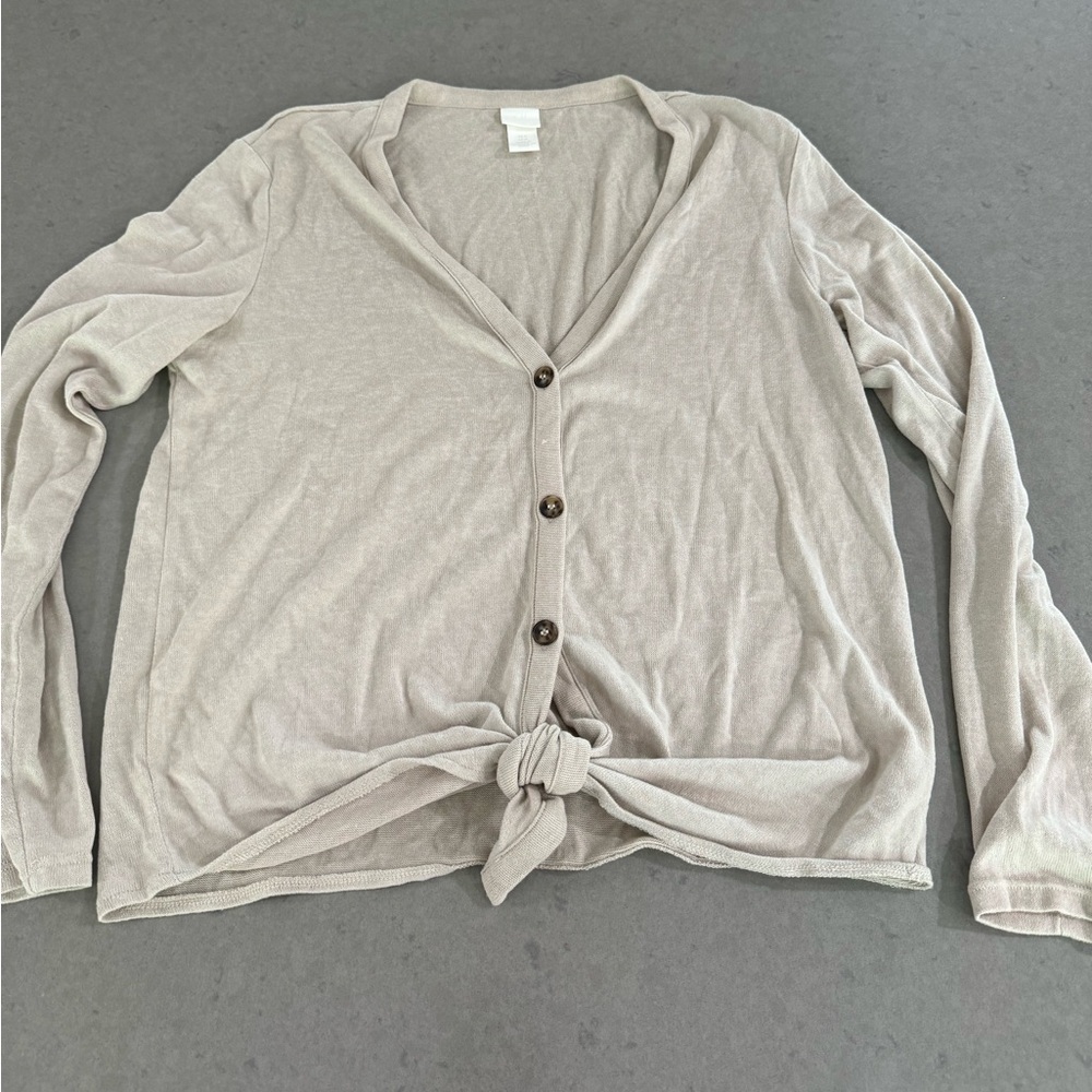 H&M Tie-Hem Button Front Fine Knit Cardigan